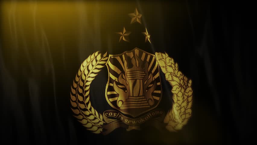 Tribrata flag animation. Flag design with black background and Indonesian police Tribrata logo