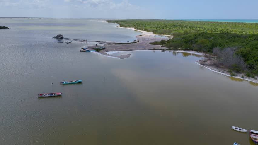 Boats at Rio Lagartos lagoon, Yucatan