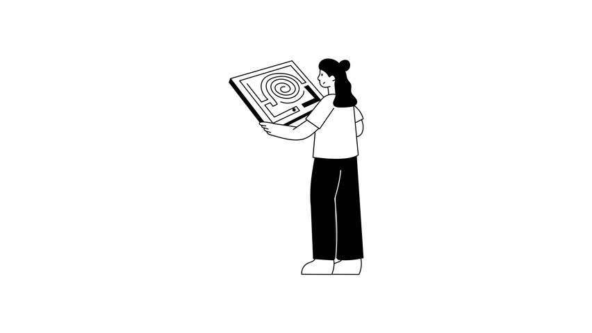 A filled style animated illustration showing labyrinth 
