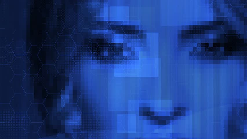 Pixelated face recognition data with digital processing for AI identity analysis - blue virtual reality woman - Powered by Shutterstock - Get 15% off with code: PIKWIZARD15