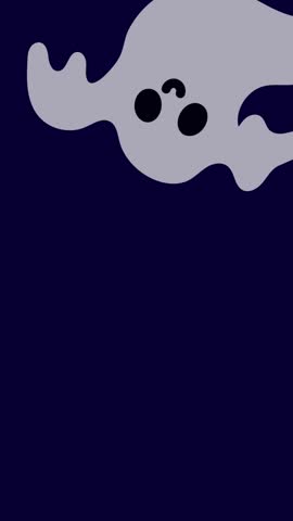 4k typography motion animation of a cute kawaii ghost swaying with a dark neutral background. Perfect for playful design, seasonal themes, art textures, and creative projects.