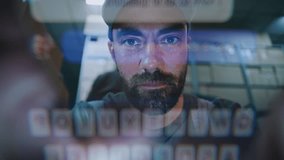 POV from Smartphone Screen: Male Worker Using Phone, Chatting in Social Networks. In the Background, Diverse Employees Carrying Cardboard Boxes with Online Orders in Logistics Warehouse at Night. - Powered by Shutterstock - Get 15% off with code: PIKWIZARD15