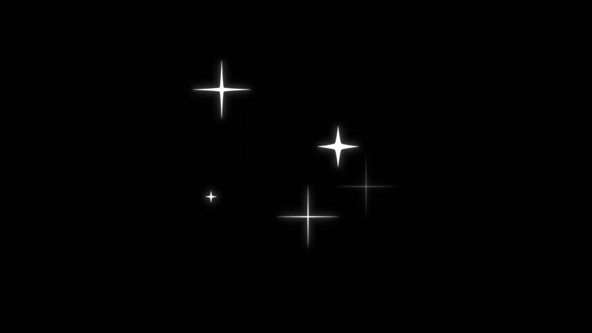 Glittering fairy sparkle stars, magic twinkle dust trail, doodle cartoon blinking lights, Sparkle star twinkle flash, white shining stars motion, glowing black screen background with alpha channel. 4K