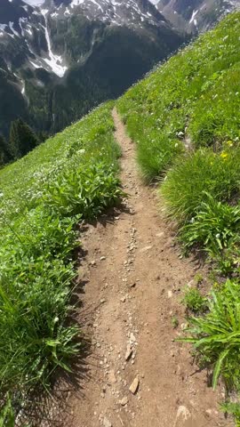 Hiking on an alpine trail