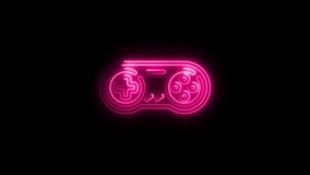 Neon Pink Game Controller Icon Glowing On Dark Background Digital Art - Powered by Shutterstock - Get 15% off with code: PIKWIZARD15
