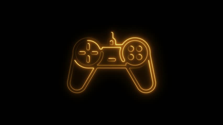 Glowing Neon Retro Game Controller Icon On Black Background Animation - Powered by Shutterstock - Get 15% off with code: PIKWIZARD15