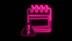 Neon Calendar Icon With Alert Symbol Represents Deadline Missed Or Warning - Powered by Shutterstock - Get 15% off with code: PIKWIZARD15