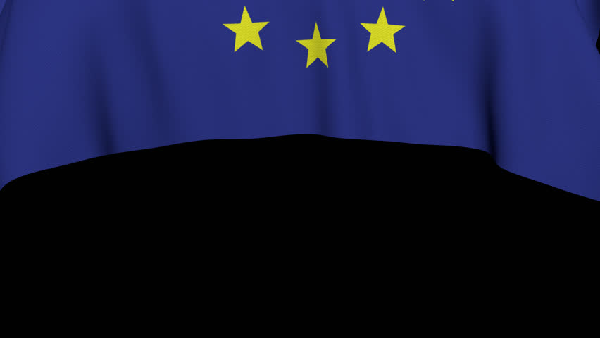 European Union Curtain Flag Transition Animation on Alpha Channel, Loop
