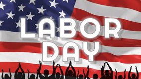 Happy Labor day Animation with American flag waving. Great for use on Labor Day event in United States of America. 4K animated footage, sale - Powered by Shutterstock - Get 15% off with code: PIKWIZARD15