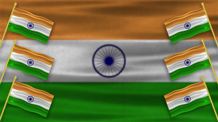 waving indian flags on right and left side on dark indian flag. concept for national holiday and events.