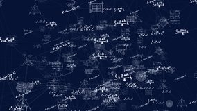 Math and physics formulae pass through the screen and fall away. Animation of maths equations. Fast movement of plexus formulas. Science, technology Genetics biology, biotechnology, chemistry, science - Powered by Shutterstock - Get 15% off with code: PIKWIZARD15