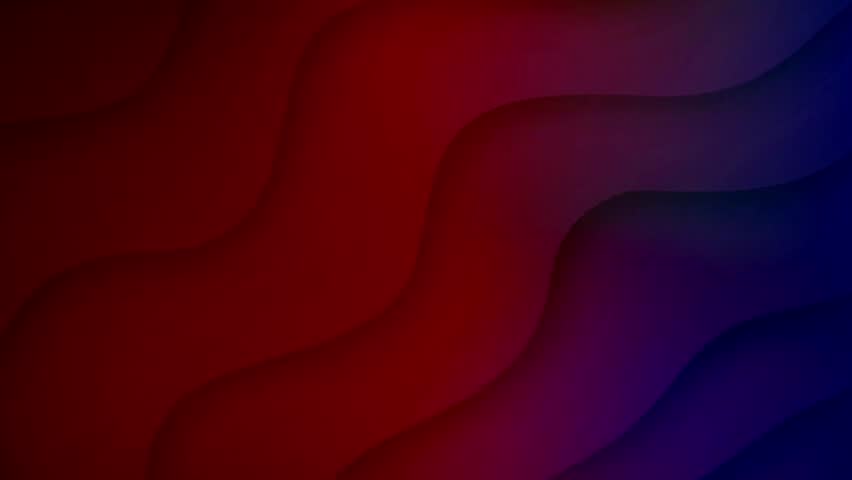 Abstract red and blue gradient background with slowly moving wavy layers. 4K seamless looping animation with a paper cutout or parallax effect.
