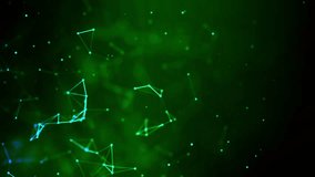 Futuristic technology background with an abstract plexus network of glowing dots and connecting lines on a green background. - Powered by Shutterstock - Get 15% off with code: PIKWIZARD15