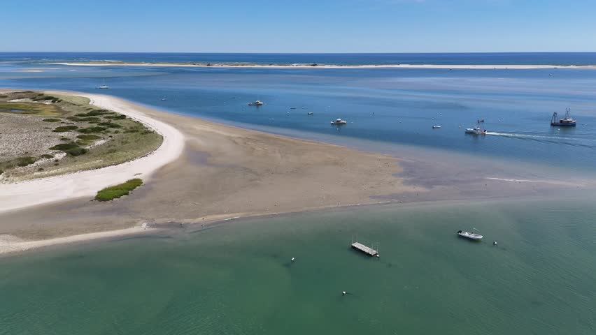 Aerial of Commercial Fishing Boat at Chatham, Cape Cod Harbor