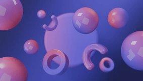 Abstract 3D Pink and purple spheres and curved shapes floating. 4K seamless abstract 3D loop video. - Powered by Shutterstock - Get 15% off with code: PIKWIZARD15