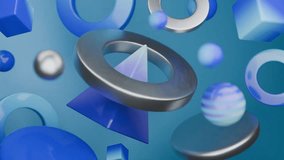 Abstract 3D Floating blue and silver geometric shapes form an abstract artwork. 4K seamless abstract 3D loop video. - Powered by Shutterstock - Get 15% off with code: PIKWIZARD15