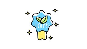 animation of Organic label grocery 100 percent symbol with leaves and stars for fresh healthy choices. Suitable for organic product branding. - Powered by Shutterstock - Get 15% off with code: PIKWIZARD15