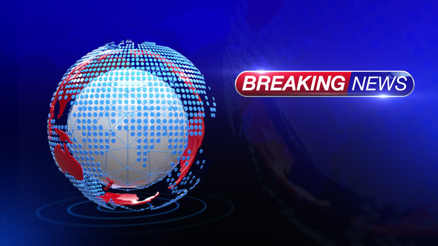 World map breaking news broadcast background animation in a seamless loop. Perfect for global news, television channels, live reports, journalism, presentations, and motion graphics projects.