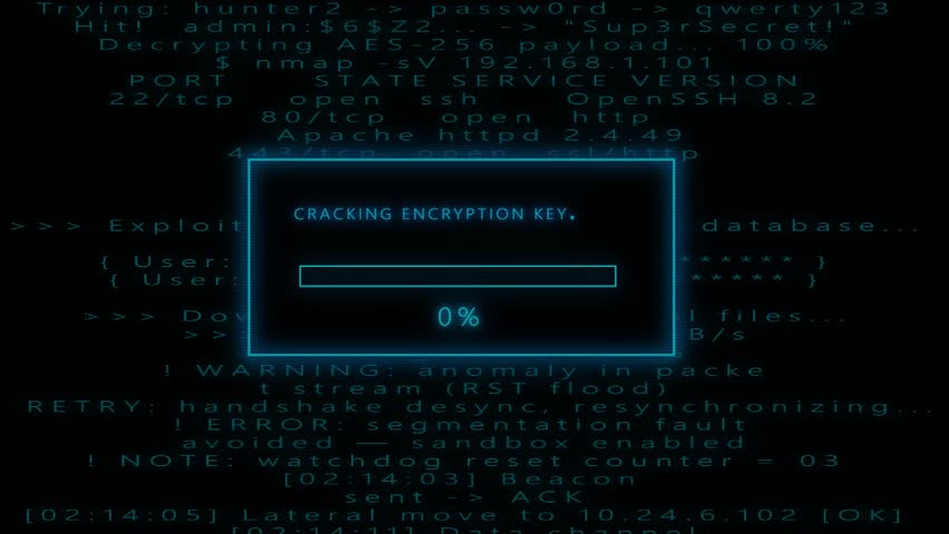 Cracking Encryption in Cyber Matrix: Hacker Terminal Animation of SQL Exploit, Database Breach, and Digital Intrusion Sequence in Progress
