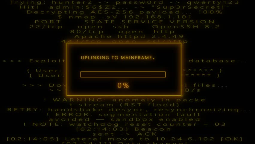 Cracking Encryption in Cyber Matrix: Hacker Terminal Animation of SQL Exploit, Database Breach, and Digital Intrusion Sequence in Progress