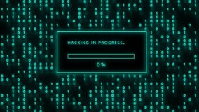 Glitch style hacking in progress loading bar animation with digital binary code background, futuristic cyber security interface and progress screen - Powered by Shutterstock - Get 15% off with code: PIKWIZARD15