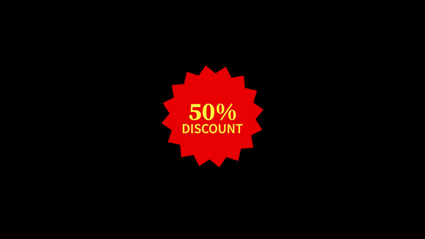 50% Discount Tag. Discount Offer Concept Animation Video - Transparent