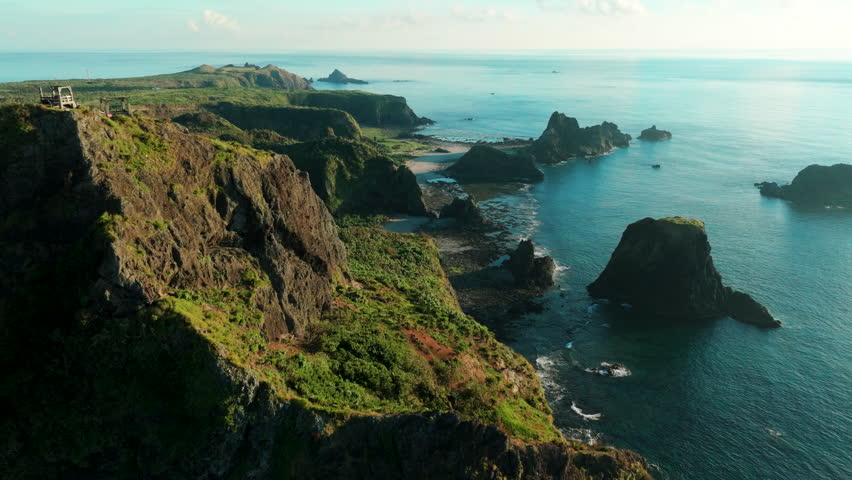 Aerial view of green island in Taiwan