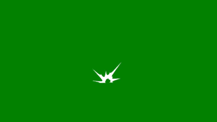 Flash style cartoon spark explosion effects, 2D cartoon energy blast FX, spark animation blast effects, Action Combined Elements animation featuring explosion on green screen background. 4k