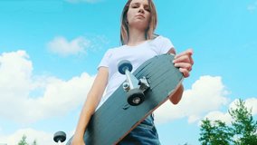 girl, young, woman, skate park, walking, skateboarding, skate, skater, sky, one, outdoors, active, sport, skateboard, board, lifestyle, urban, fun, leisure, style, activity, skating, female, youth, tr - Powered by Shutterstock - Get 15% off with code: PIKWIZARD15