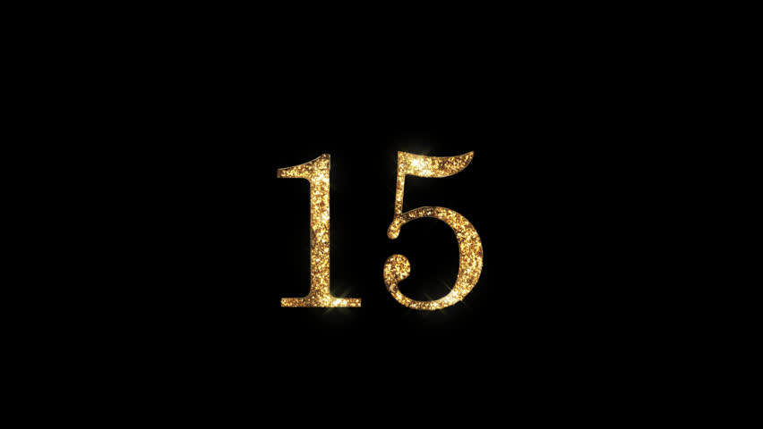 Golden number 15 with beautiful golden shine and alpha channel, numerology, number fifteen