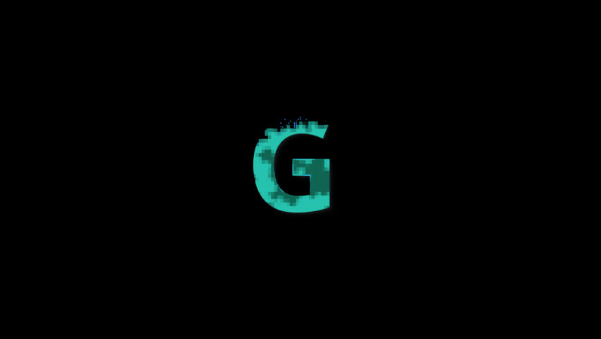 Pixel letter G in blue color with alpha channel, English alphabet