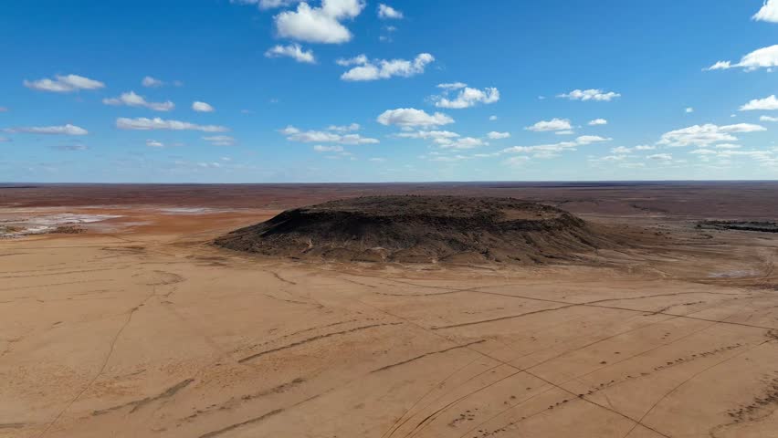 Outback South Australia aerial views of mountains on salt pans near Anna Creek