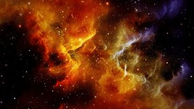 4K 3D Loop glow orange cloud nebula star space travel in outer space science fiction abstract background. Blackhole spce galaxy travel abstract digital animation in deep space. - Powered by Shutterstock - Get 15% off with code: PIKWIZARD15