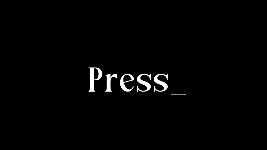 Press Black Text Animation Video | Minimal Typography Motion Overlay