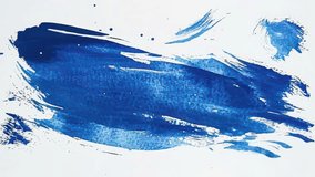 Watercolor animated texture with vivid cobalt blue brush strokes on white, textured paper details, splattered droplets, bold minimal art style, abstract paint design, grunge overlay background loop - Powered by Shutterstock - Get 15% off with code: PIKWIZARD15