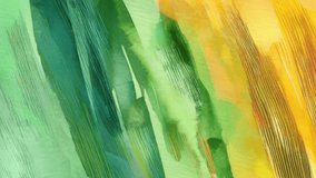 Watercolor animated texture in vibrant green and yellow with textured dry-brush strokes and streak effects, grunge overlay background loop - Powered by Shutterstock - Get 15% off with code: PIKWIZARD15