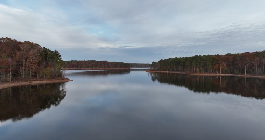 Fall season in North Carolina by a lake