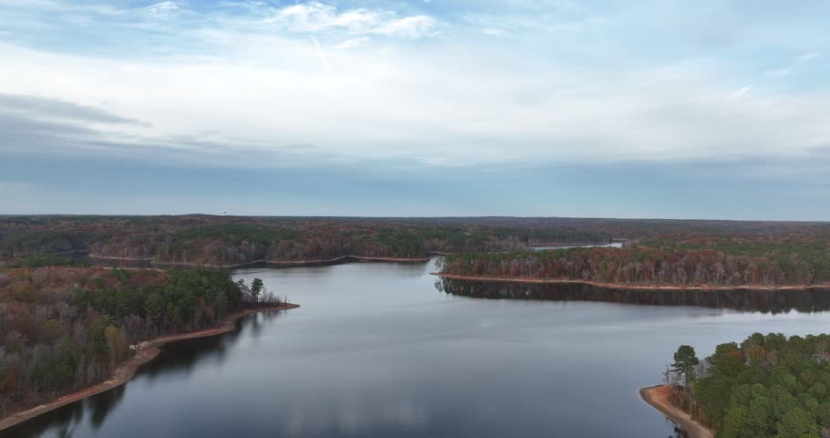 Fall season in North Carolina by a lake