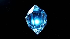 Ultra-HD cinematic animation of a glowing blue crystal emerging, cracking with golden light, then shattering into radiant fragments before dissolving into a brilliant white transition glow. - Powered by Shutterstock - Get 15% off with code: PIKWIZARD15