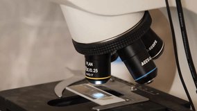 Laboratory technician analyzing samples under microscope. Medical researcher observing samples under microscope. Scientist using microscope for research examination. - Powered by Shutterstock - Get 15% off with code: PIKWIZARD15