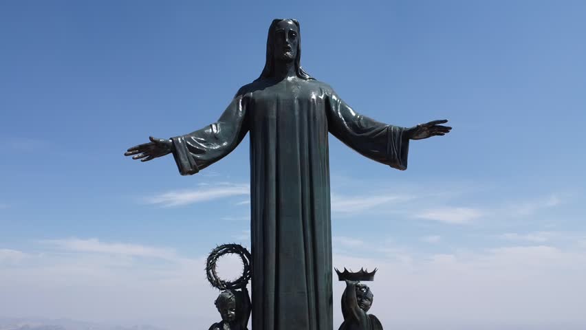 View of the monument to Christ the King. Silao, Guanajuato, Mexico - April 18, 2025