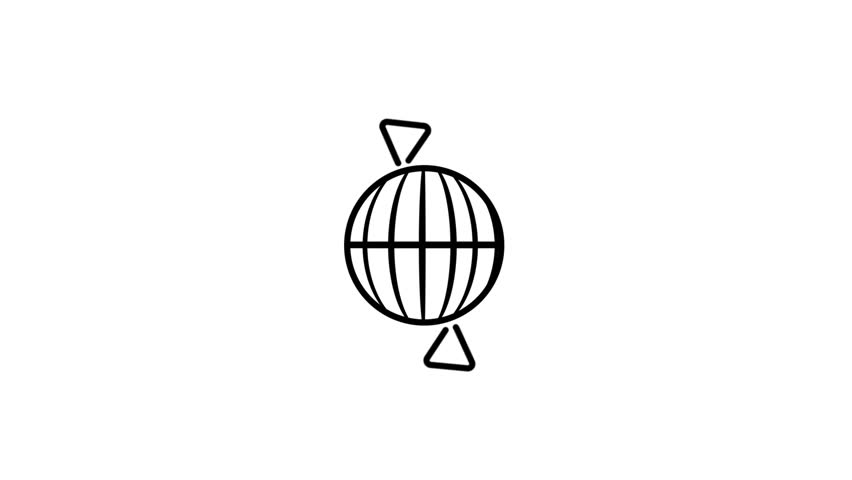 White Line Worldwide Icon Isolated on Black Background. Animated Business SEO Icon to Improve Project and Explainer Video. 4K Video Motion Graphic Animation.