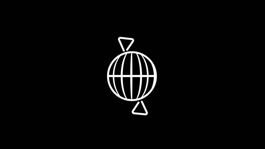White Line Worldwide Icon Isolated on Black Background. Animated Business SEO Icon to Improve Project and Explainer Video. 4K Video Motion Graphic Animation.