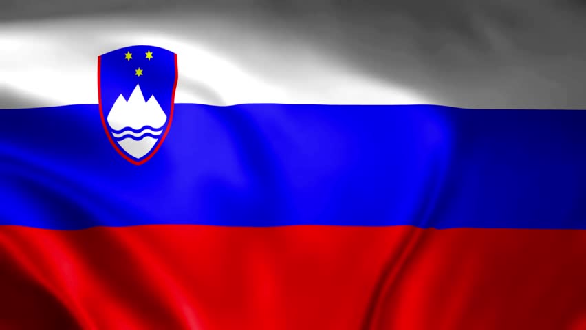 3D slovenia flag animation close-up. Loop background 4K