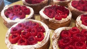 Raspberry Tart with a crisp pastry base, creamy custard filling, and fresh, juicy raspberries on top. - Powered by Shutterstock - Get 15% off with code: PIKWIZARD15
