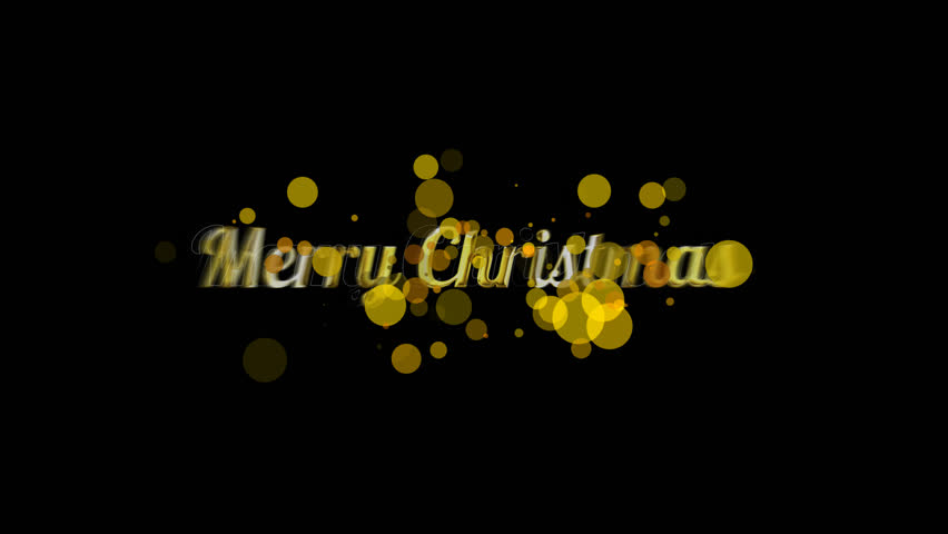 Gold lettering spelling merry christmas on a black background. Festive holiday design suitable for greeting cards, social media posts, and invitations.