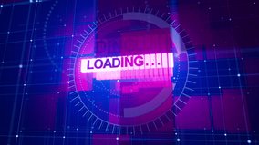 Cyber loading animation with glowing text, neon circle progress, and digital background grid. Great for technology, gaming, and modern UI visuals. - Powered by Shutterstock - Get 15% off with code: PIKWIZARD15