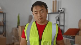 Young man indoors holding house keys in new home apartment with a happy expression, suggesting moving in or real estate purchase - Powered by Shutterstock - Get 15% off with code: PIKWIZARD15