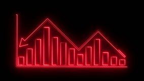 glowing neon red color business graph icon animation  business report presentation growth bar chart line finance stock marketing success profit trend up and down arrow on black background	 - Powered by Shutterstock - Get 15% off with code: PIKWIZARD15