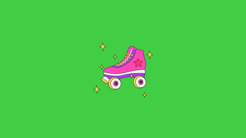 Roller skating animation, sstksummer,recreation, fitness, green background 